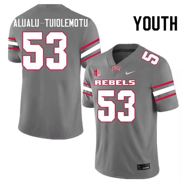 Youth #53 Blesyng Alualu-Tuiolemotu UNLV Rebels College Football Jerseys Stitched-Grey